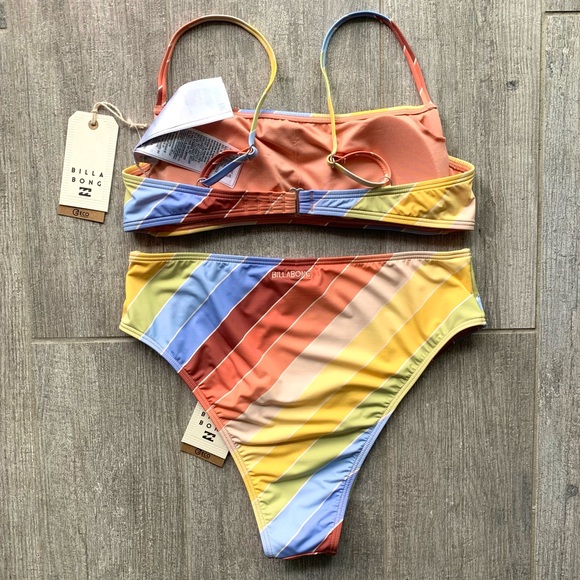 🔥🔥BILLABONG - BRIGHTER DAZE SQUARE RUCHED BRALETTE RISE BIKINI SET🔥🔥 - Picture 8 of 9